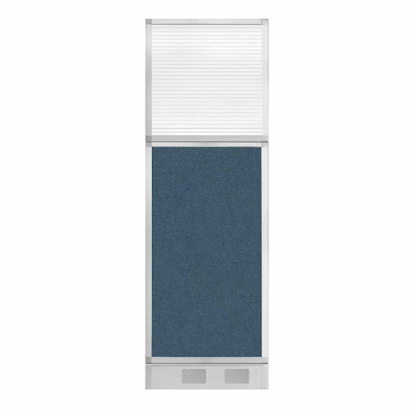 Hush Panel Cubicle Partition 2' x 6' W/ Window Caribbean Fabric Clear Fluted Window W/Cable Channel